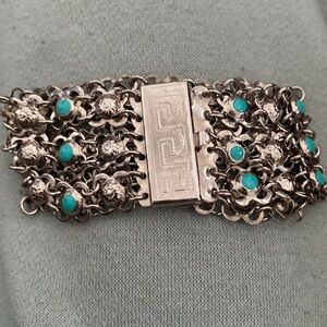 Silver and Turquoise Chain Bracelet